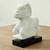 Hand-Carved White Marble Ram with Black Wooden Base-13" H