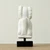 Hand-Carved White Marble Ram with Black Wooden Base-13" H
