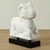 Hand-Carved White Marble Ram with Black Wooden Base-13" H