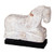 Hand-Carved Travertine Horse Statue with Black Wooden Base-15" H