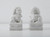 Pair of White Marble Guardian Lion Medium