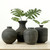 12" Earthy Gray Pottery Vase Cylinder-Shaped