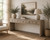98" Waterfall Console Table with Five Drawers Weathered Natural(Dovetail Joints on tabletop)