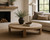 Capri round coffee table crossed leg weathered natural 50x50x16H