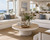 Two tones mushroom coffee table 42X42X16.5H, solid pine wood.