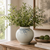 11" Vintage Style Blue and White Round Vase with Floral Print