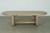 Walnut wood oval coffee table with storage neutral wood tone 68x32x18H
