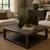 Milo Square Coffee Table with Rattan Top Distressed Black 50x50x19H
