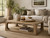 66 Inches Wide Archy Coffee Table Weathered Natural with Distressed Gray Accents