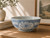 13.7 Inches Wide Blue and White Bowl with Flower and Leaf Motif