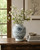 Approx.11 Inches Subtle Blue and White Vase with Flower Motif