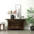 Vintage Sideboard with 3 Drawers & 4 Doors Distressed Black 61.4"x18.1"x33.5"H