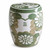 Approx. 17” High Vintage Green Ceramic Garden Stool with Subtle Flower Motif