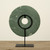 Natural Marble Disk Statue With Base 12 Inch Green(color vary)