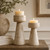 Set of Two Travertine Candle Holder(10" and 7.8" high)