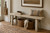 47"L  Amalfi old pine wood bench antique off white small