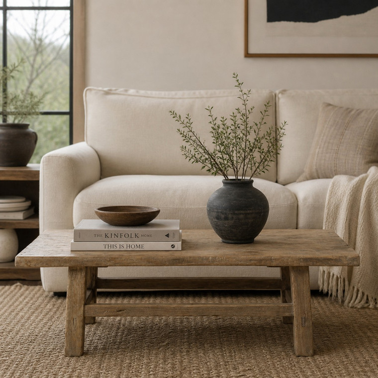 Vintage Coffee Table Approx 60" Long 24 Inches Wide Weathered Natural
