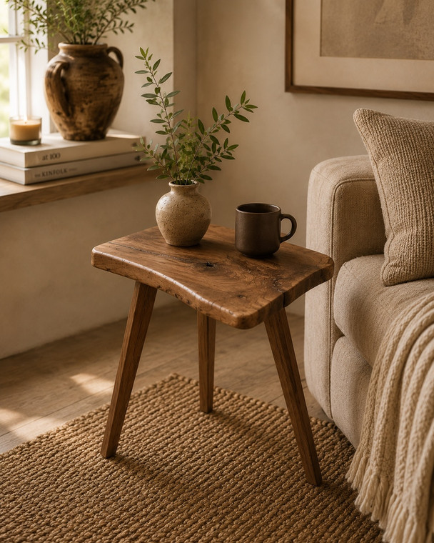 Live Edge Side Table Walnut Wood Natural(color & size vary)