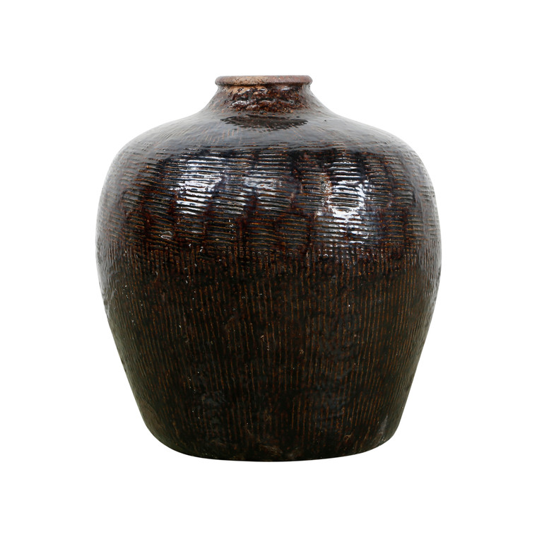 Vintage Dark Brown Glazed Wine Jar (Color and Size Vary)