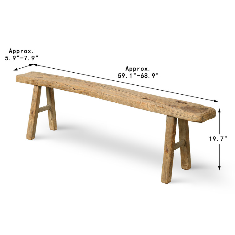 Extra Long Vintage noodle bench weathered natural wood (Approx. 5-6ft Long finish vary)