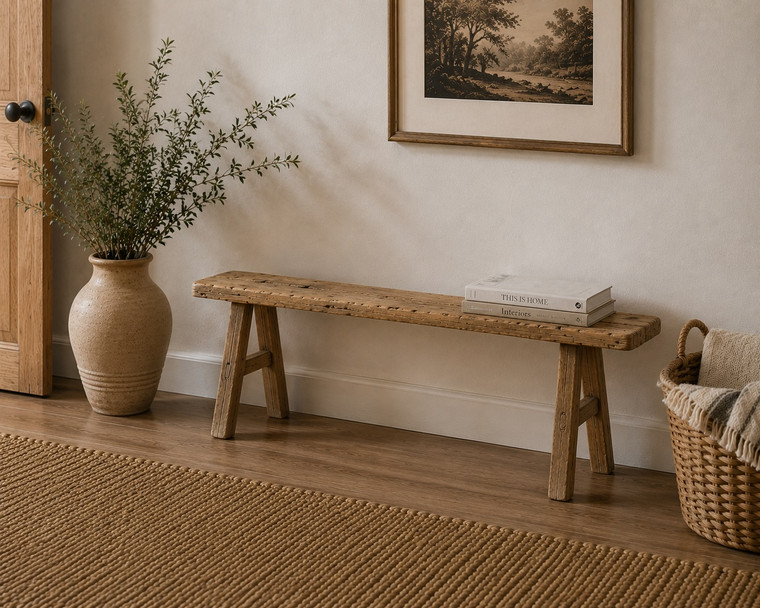 Extra Long Vintage noodle bench weathered natural wood (Approx. 5-6ft Long finish vary)