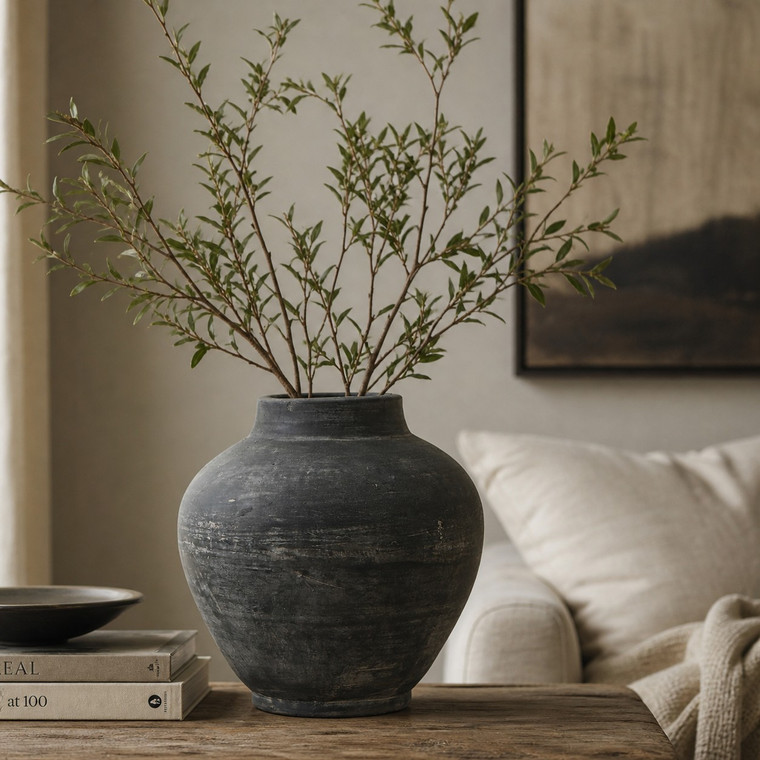 Approx. 7" Earthy Gray Vase Tapered Down