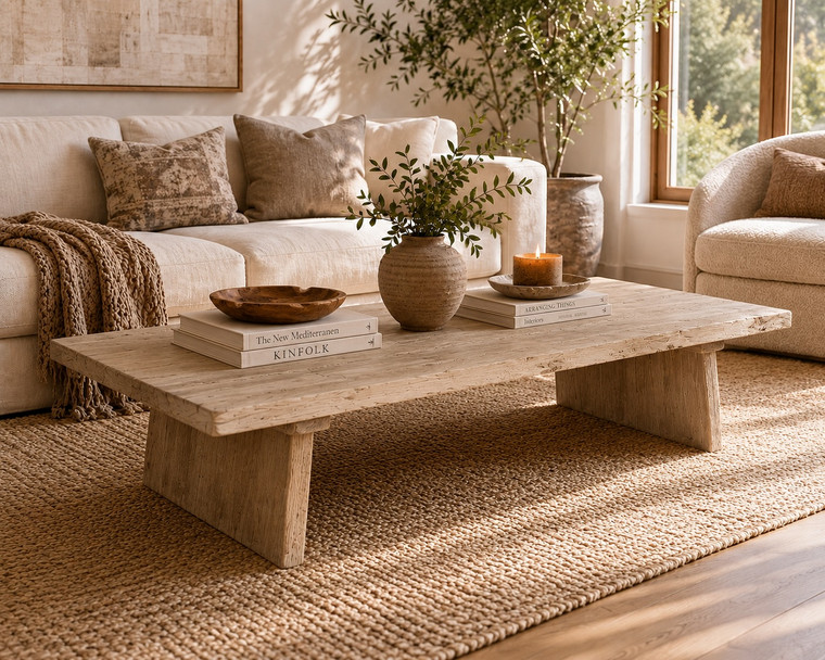 Sled Coffee Table Weathered Natural Large 67x31x18H