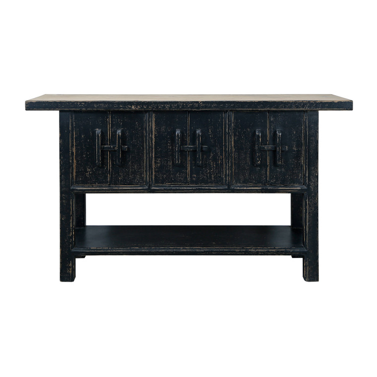 Approx. 63" Wide Three Doors Console Distressed Black Approx. 63" Wide Three Doors Console Distressed Black