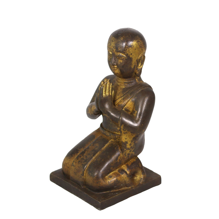 Gilt Bronze Praying Monk Kneel Down