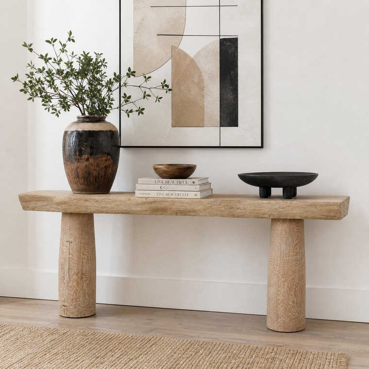 Approx. 87" Capri Rustic Live Edge Console Table (one-of-a-kind tabletop size vary)