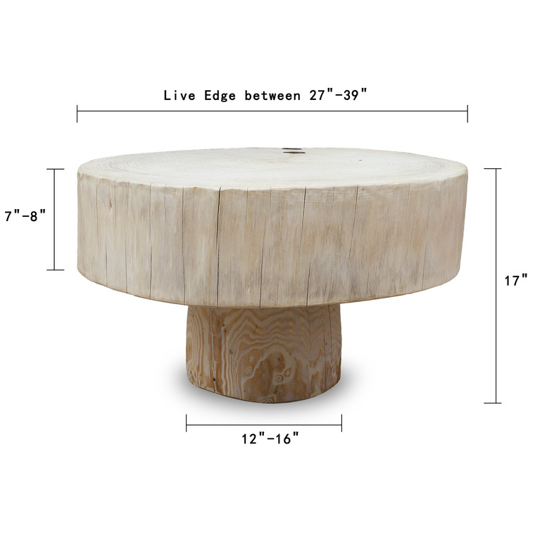 Capri Live Edge Rustic Round Coffee Table with Wood Leg (size vary  27"-39" wide)