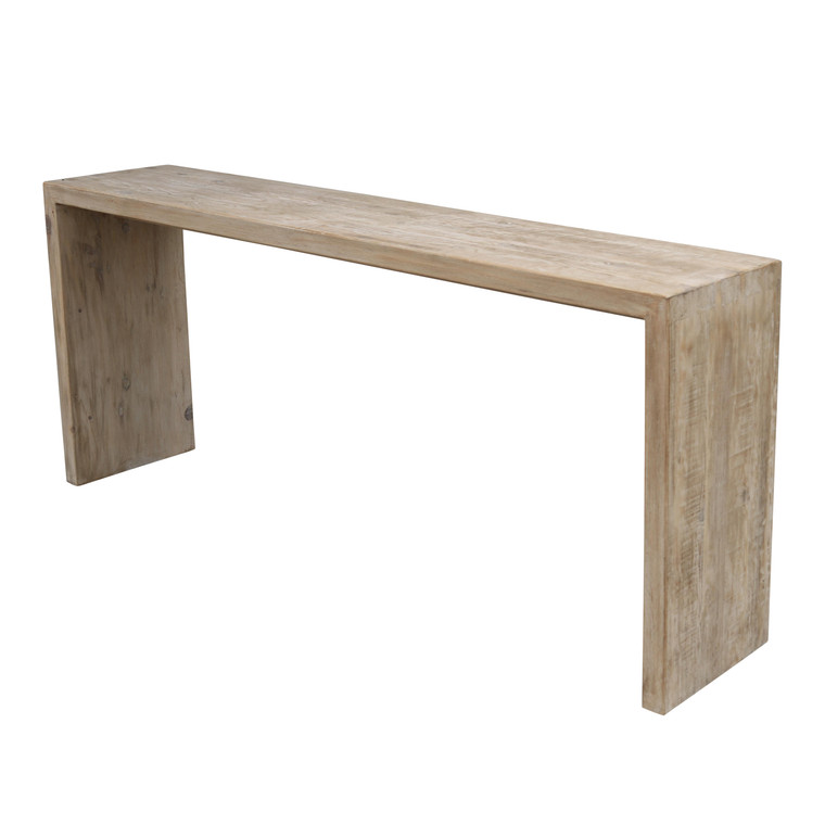 72 Inches Waterfall Console Table Reclaimed Pinewood Whitewash