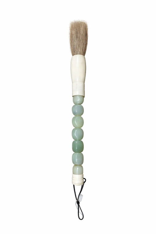Approx. 12" Long Live-Edge Jade Calligraphy Brush Neutral Green