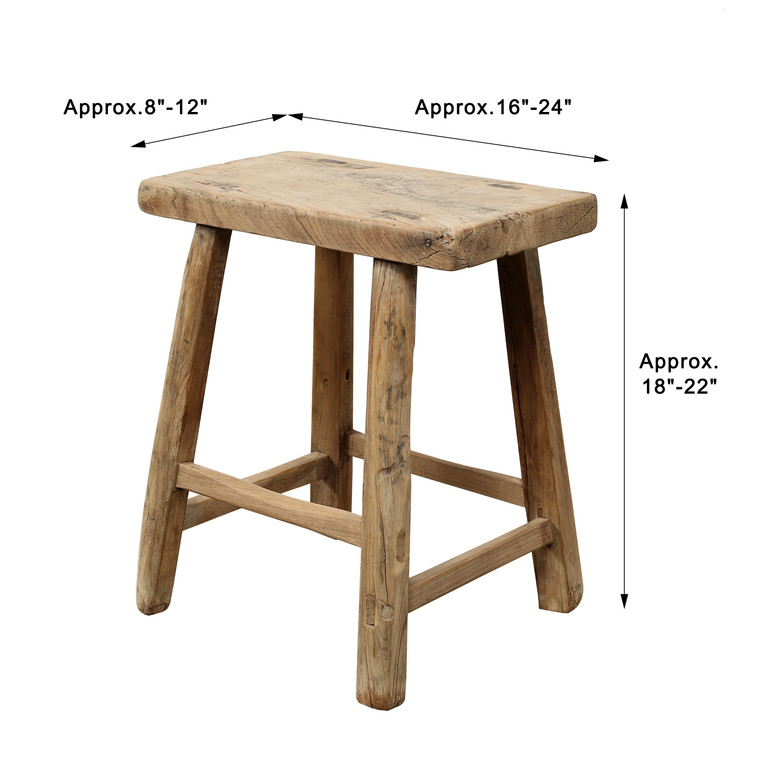 Vintage Rustic Stool Rectangular Approx. 16-24" Wide 8-12 Inches Deep with Thick Top (size & finish vary)