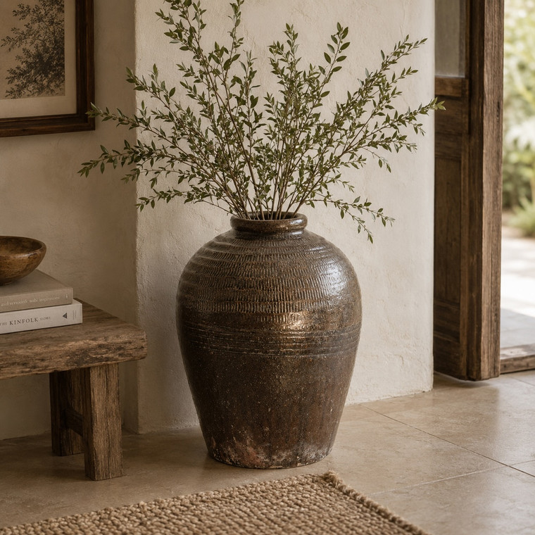 Vintage Pot Approx. 18-22 Inches Earthy Brown (Size and color vary)