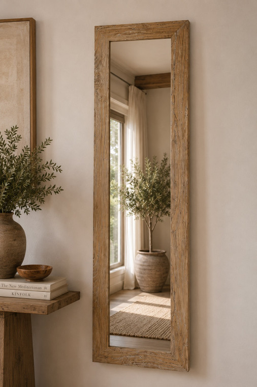 Recycled Pinewood Mirror 78.74x20 Weathered Natural