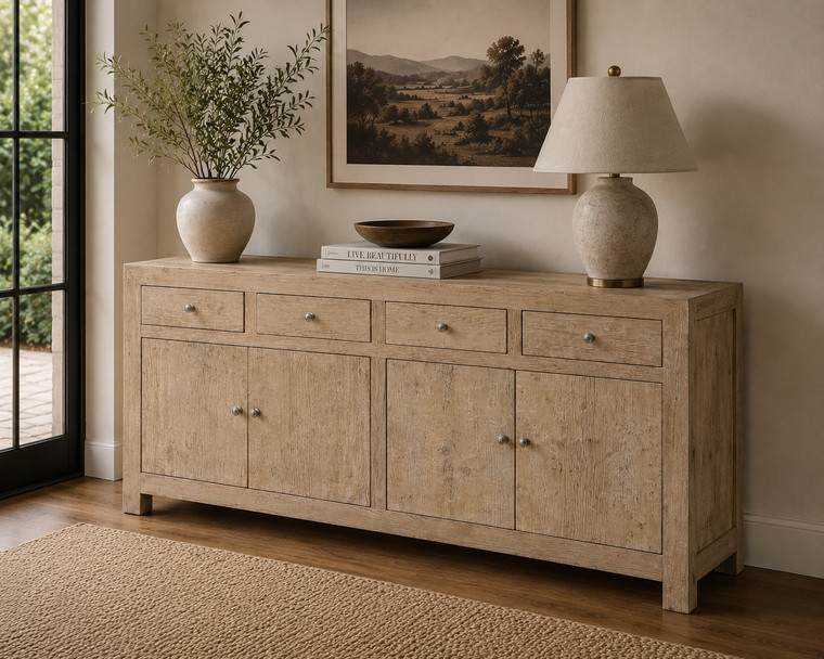 Capri 4 Drawers Buffet Weathered Natural Pinewood