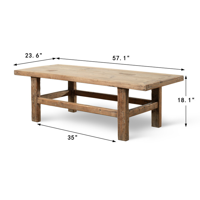 Vintage Coffee Table 57x23.6x18H Weathered Natural