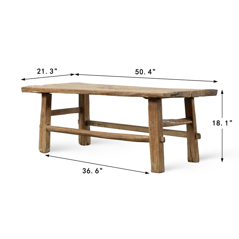 Vintage Coffee Table 50x21x18H Elmwood Weathered Natural