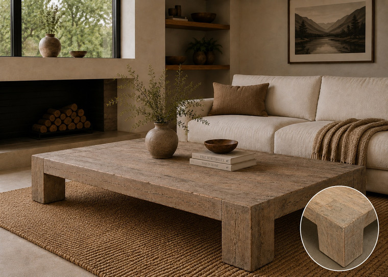 Ravello Extra Large Coffee Table 81Wx56Dx17H Weathered Gray