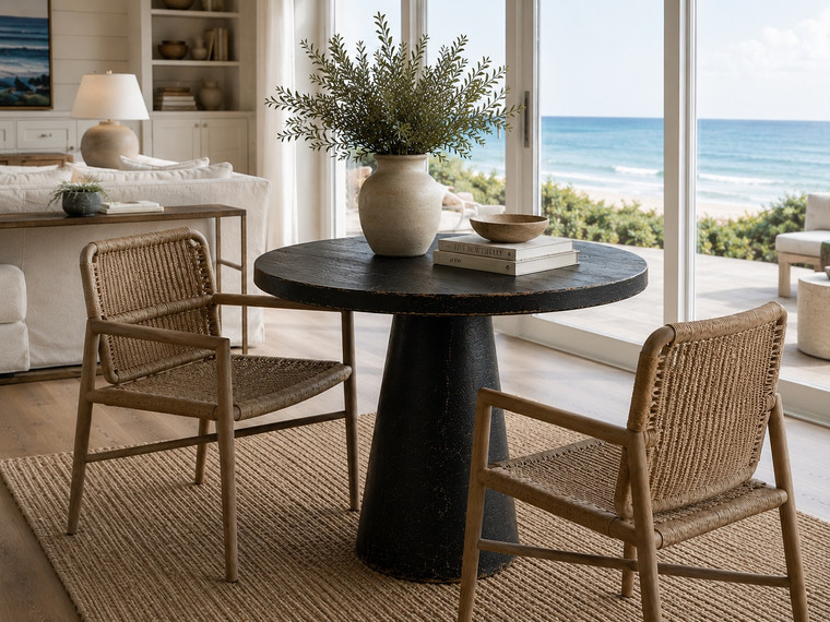 Catania 32" Round Table Distressed Black