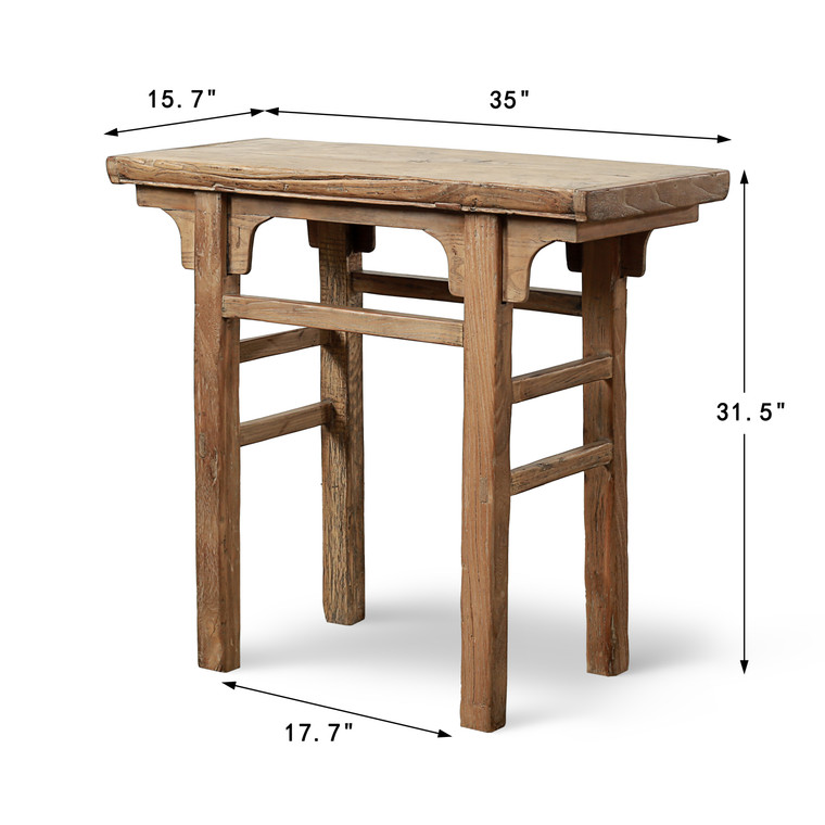 Approx. 35" Wide 15.7" Deep Antique Console Table Elmwood Neutral Wood Tone