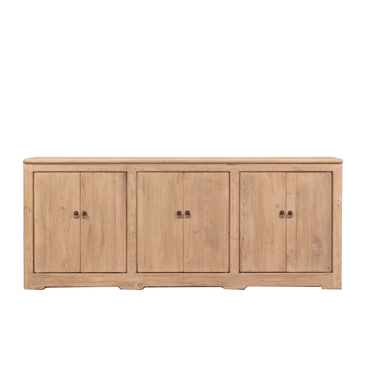 92" Long Ravello Cabinet with Six Doors Weathered Natural