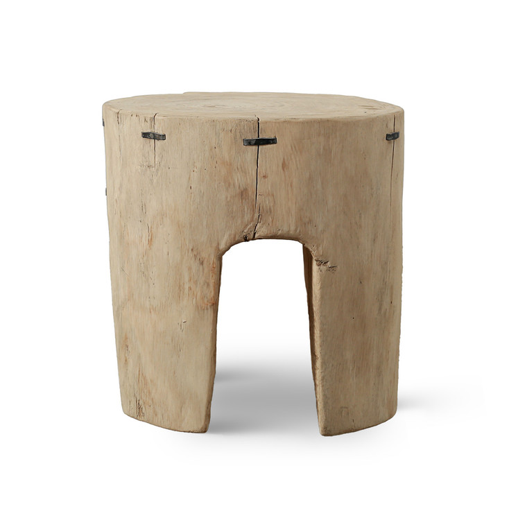 Approx. 14-20 Inches Wide Live Edge Tree Side Table Weathered Natural