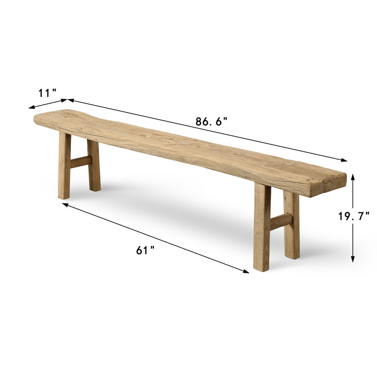 Approx. 87 Inches Long 11 Inches Deep Vintage Rustic Bench Weathered Nature