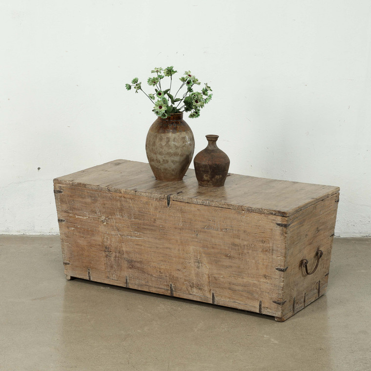 Vintage Trunk with Iron Stapples 46"W 21"D
