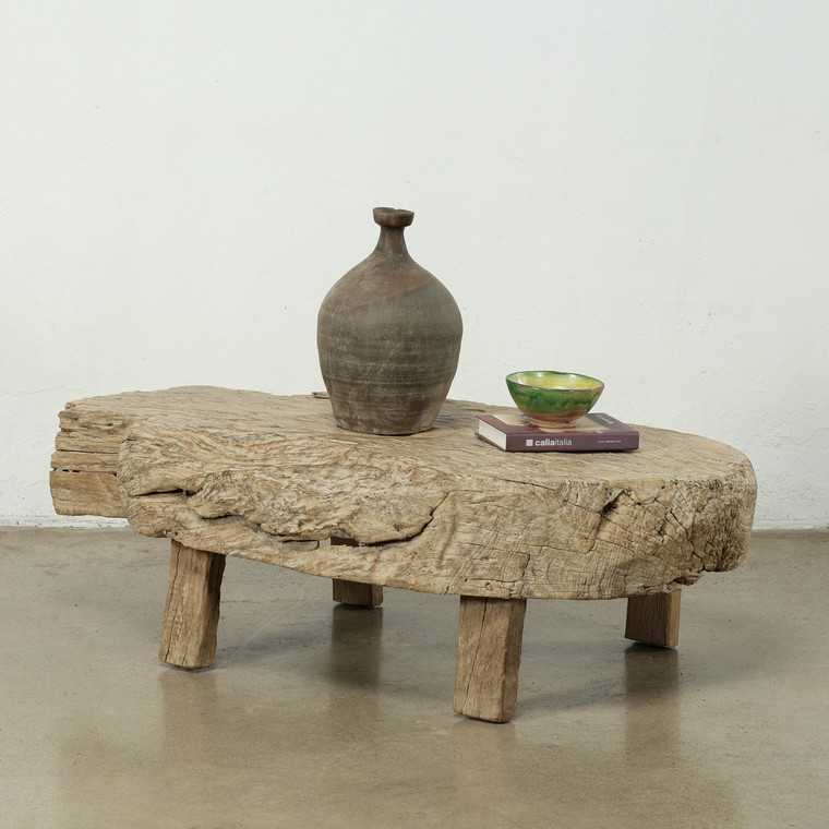 Live Edge Vintage Coffee Table Weathered Natural Oak 50x26x15.3H