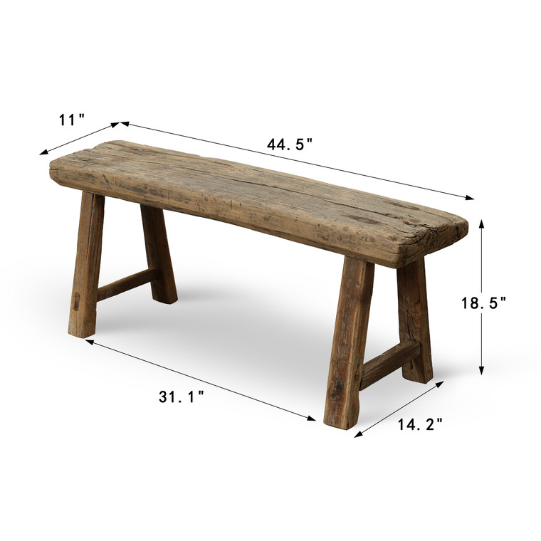 Vintage noodle bench 44.5 inches long 11 inches deep weathered natural