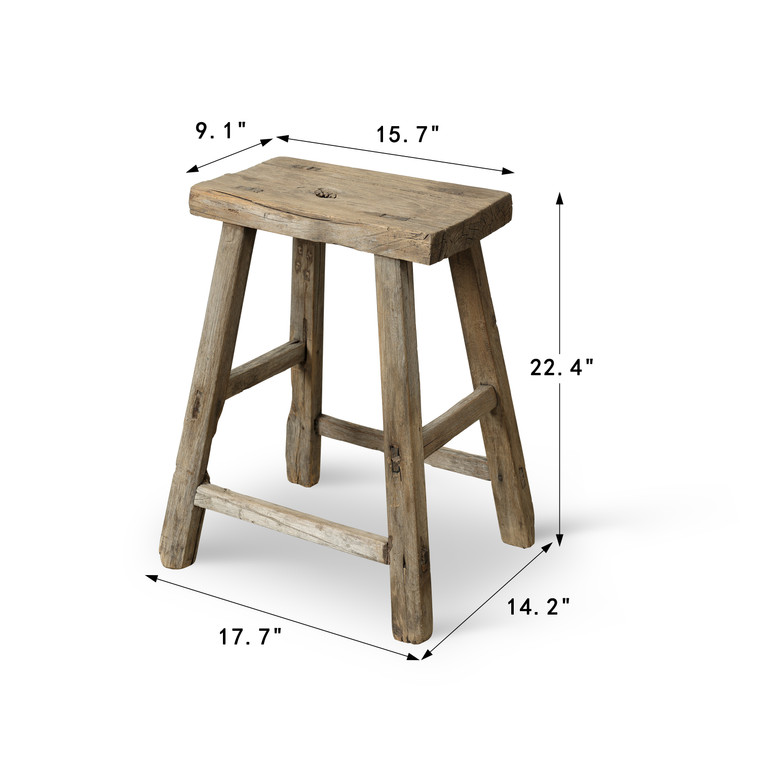 Approx. 15.7" Wide 9.1" Deep Vintage Accent Table Weathered Natural