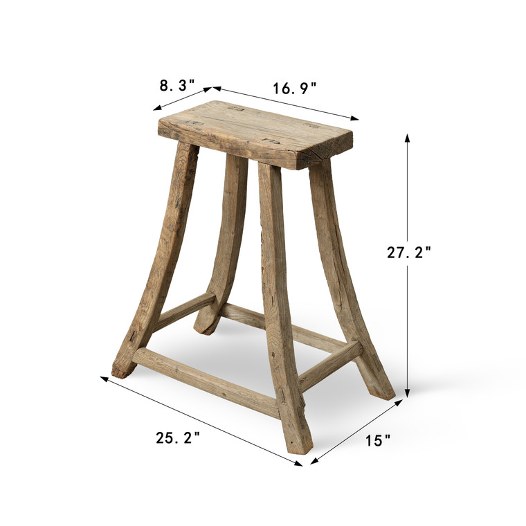 Approx. 16.9" Wide 8.3" Deep Vintage Accent Table Weathered Natural